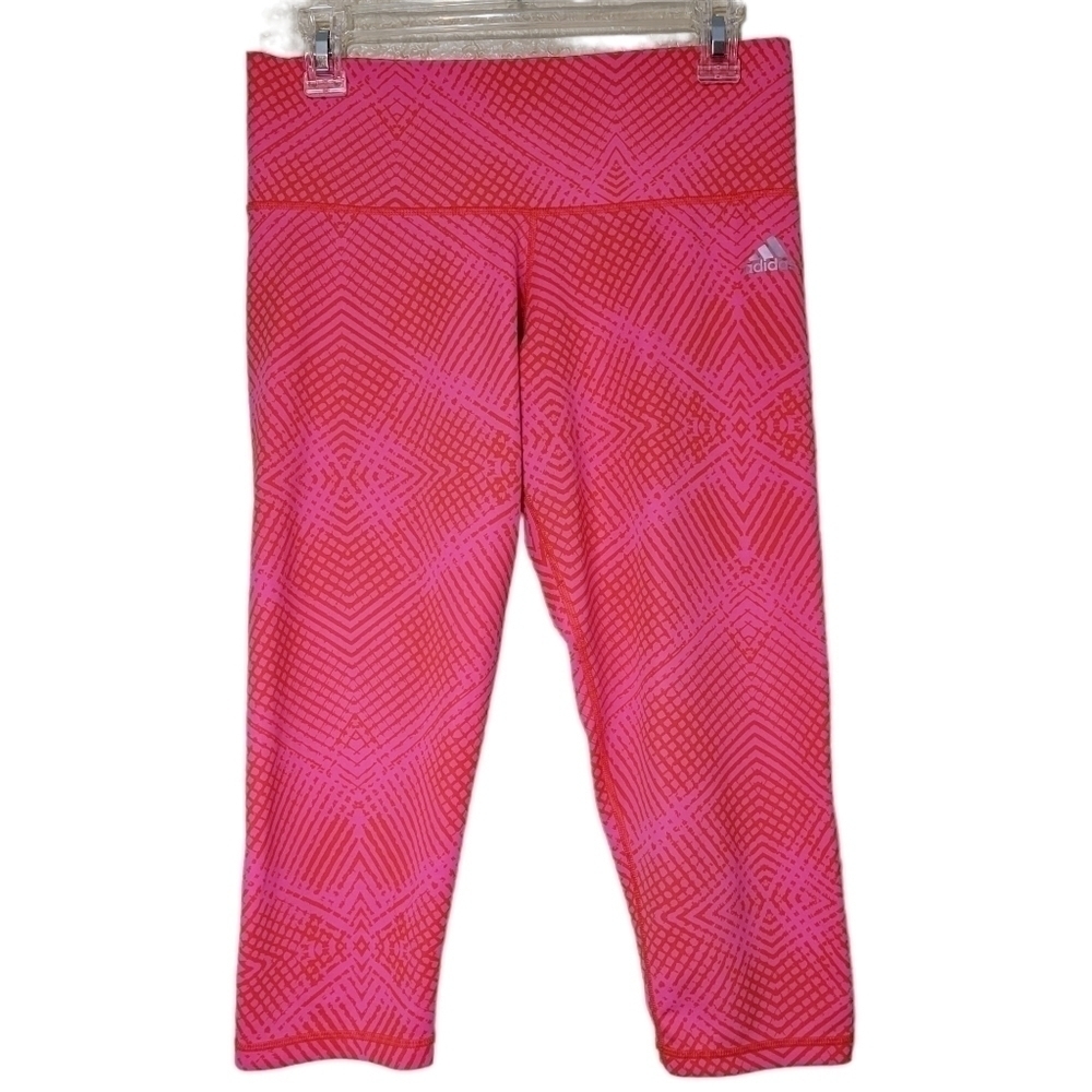 𝅺ADIDAS Climalite Bright Pink Cropped Workout Leggings Size Medium